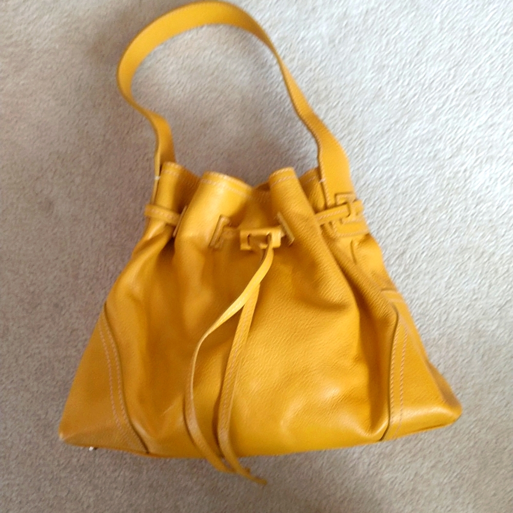 Nordstrom Italian Yellow leather bag. Marked with a number,